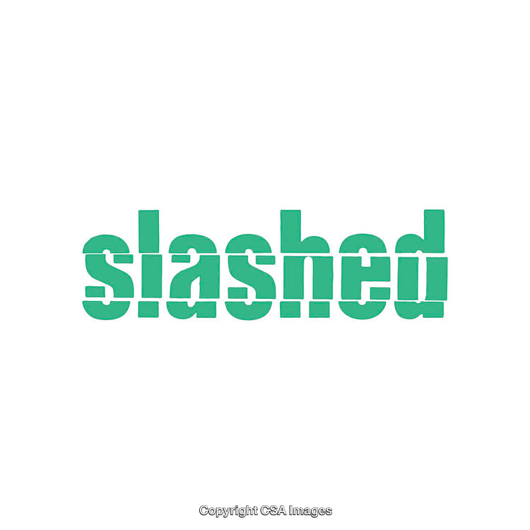 Green Slashed Text on White Background Representing Unique Typography Design