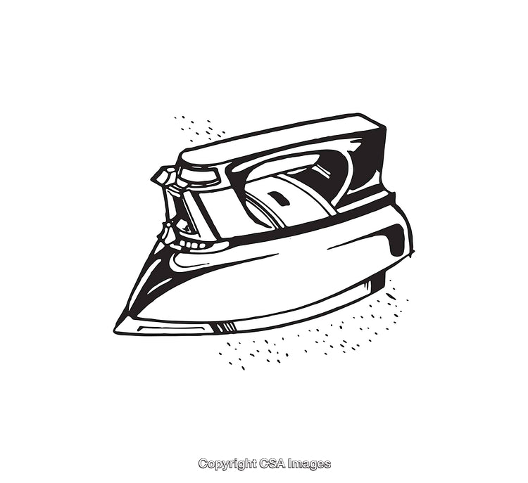 Black and White Line Art Illustration of a Household Iron