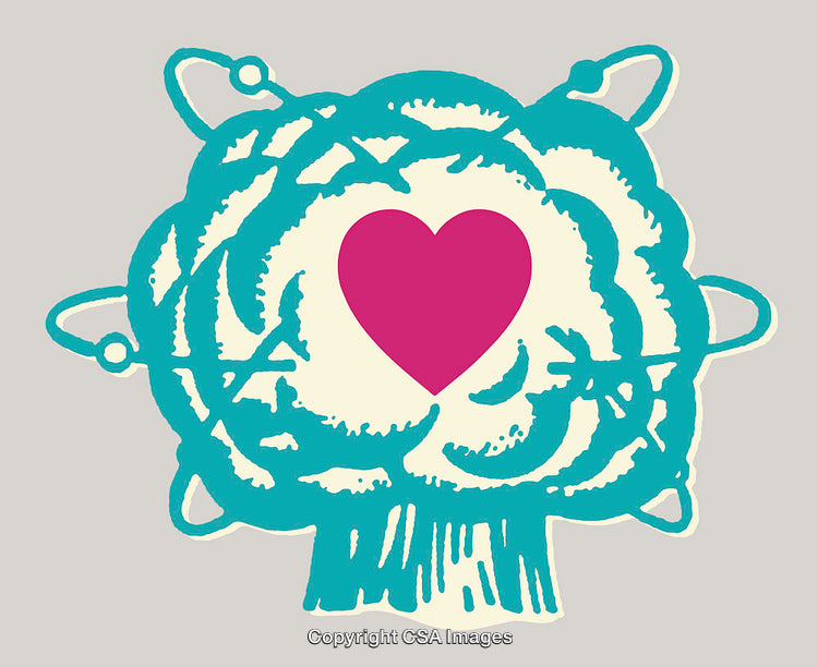Colorful Line Art Symbolizing Love and Atomic Connections