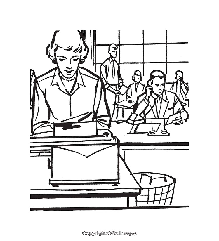 Illustration of a Male Dominated Office Environment Desk Setup