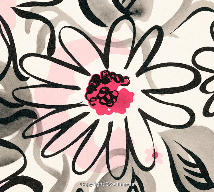 Stylized Abstract Floral Pattern in Pink and Black Aesthetic