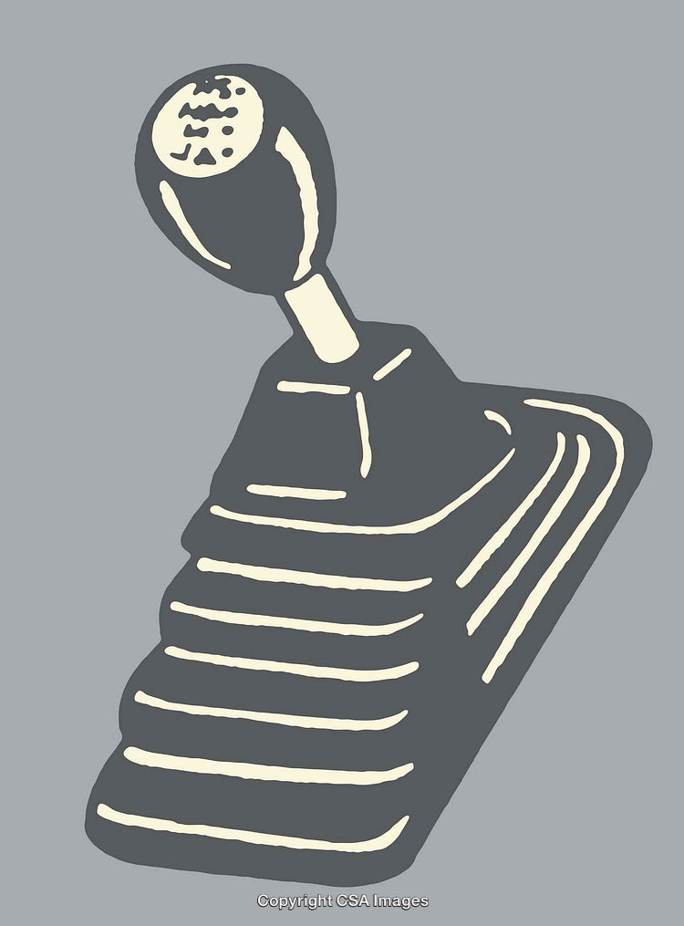 Illustration of a Vintage Car Gear Shift Lever in Minimalist Style