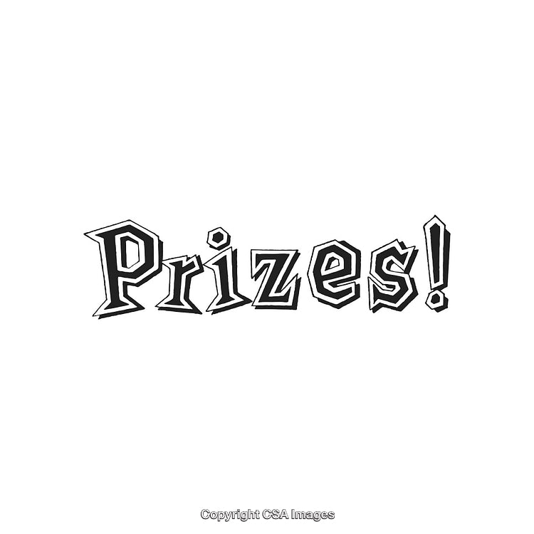 Bold Cartoon Style Text Displaying the Word Prizes with Exclamation