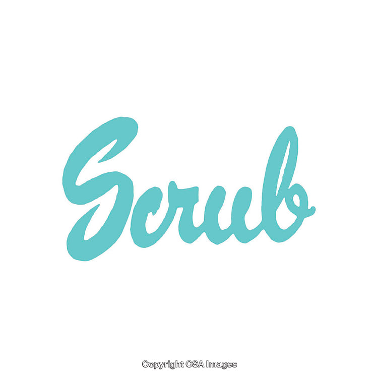 Blue Script Font Showing the Word Scrub in Handwritten Style