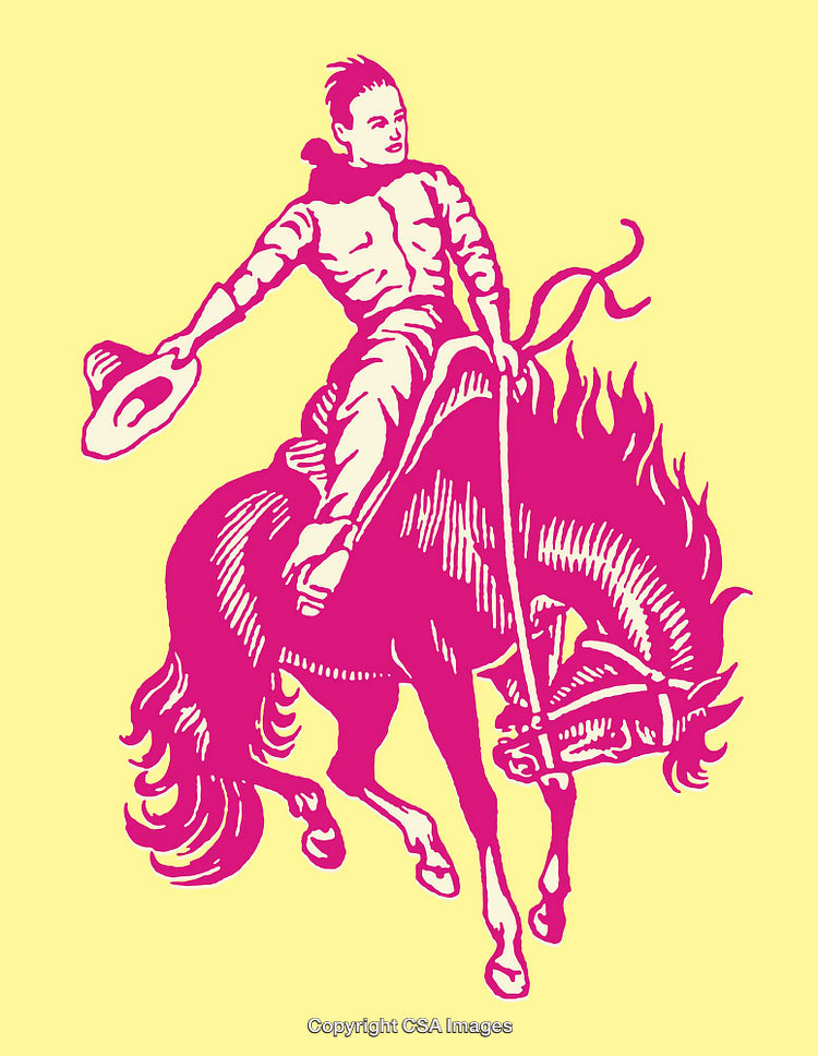 Vibrant Line Art Illustration of a Rider on a Galloping Horse