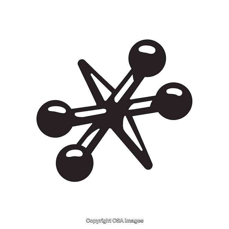 Retro Abstract Black and White Line Art Atomic Symbol Illusration