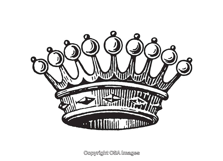 Intricate Black and White Illustration of a Victorian Ornate Crown