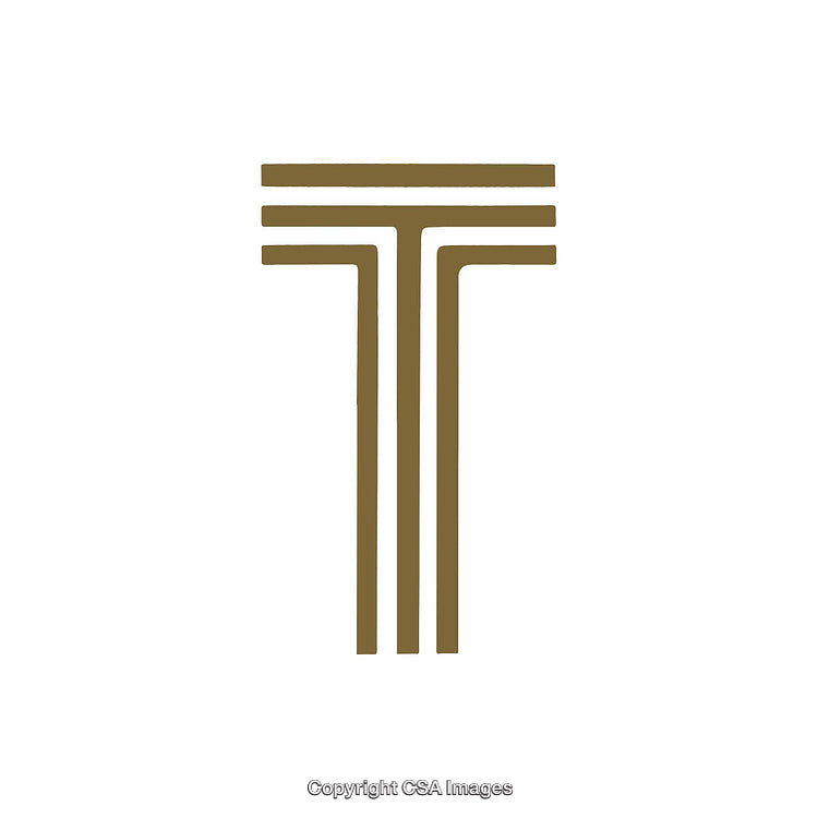 Minimalist Design Featuring a Stylized Gold Letter T on White