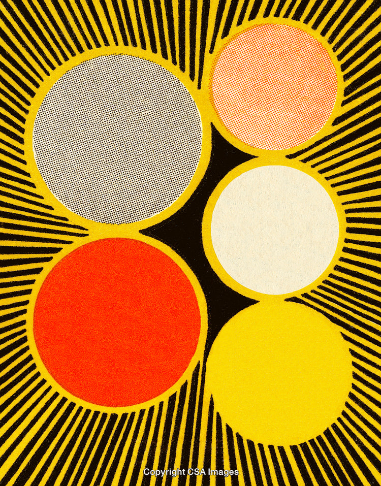 Colorful Circular Shapes on a Vibrant Radiating Abstract Background