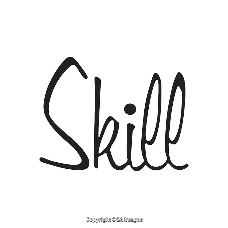 Elegant Handwritten Word Art Featuring the Term 'Skill' in Black Ink