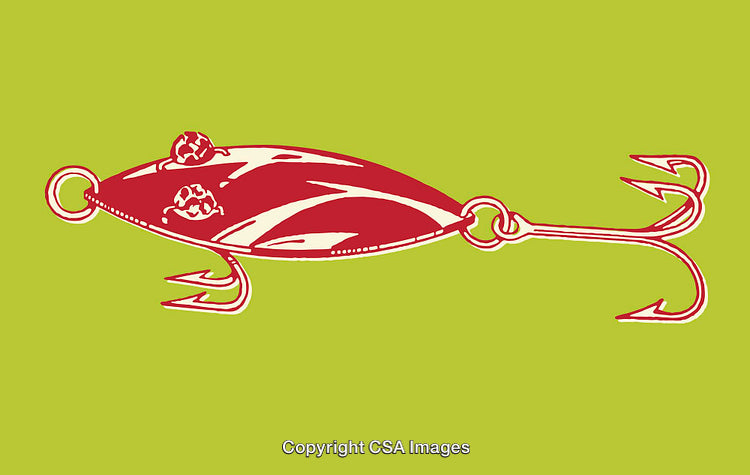 Colorful Abstract Illustration of a Fishing Lure on Green Background