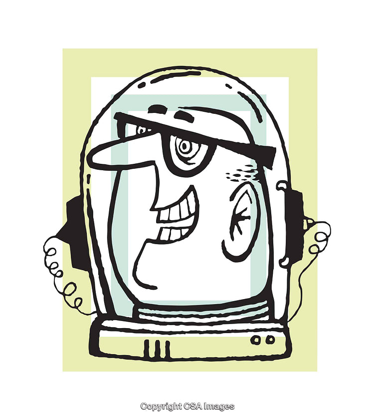 Colorful Cartoon Illustration of a Smiling Character in a Helmet