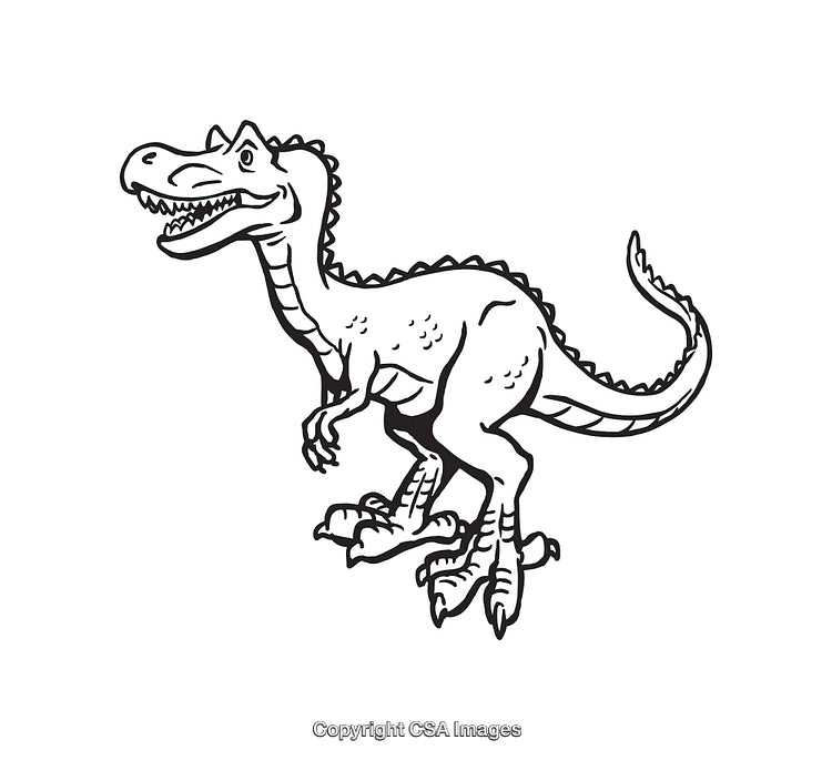 Black and White Line Art Illustration of a Dinosaur