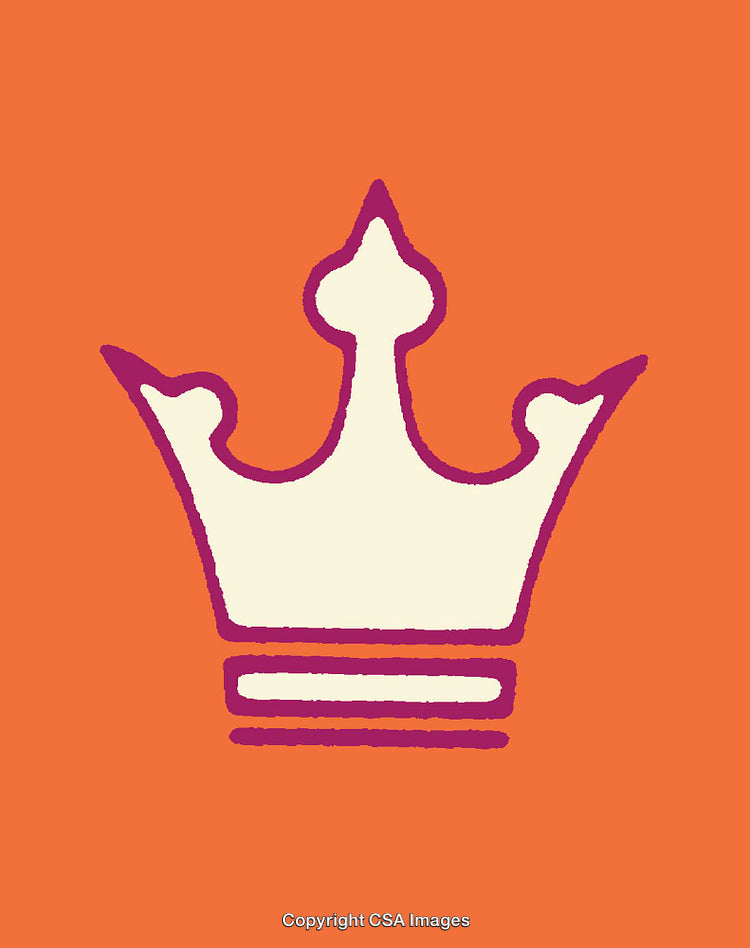 Colorful Crown Line Art Illustration on Vibrant Orange Background