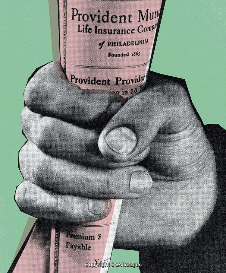 Vintage Artistic Hand Holding Insurance Document With Textured Background