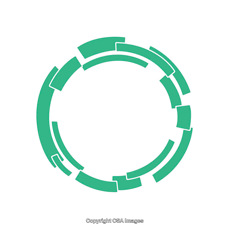 Abstract Green Circular Shape with Fragmented Design on White Background