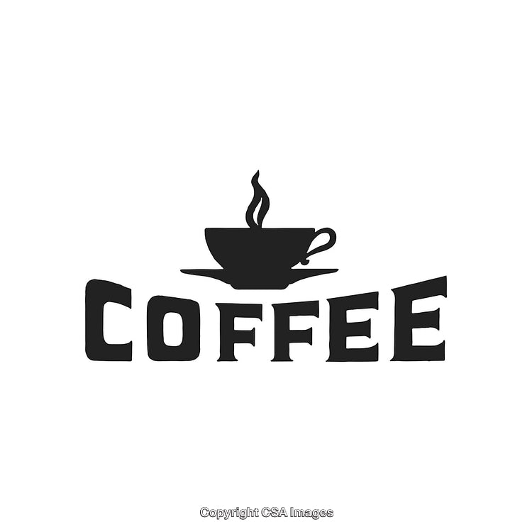 Black Silhouette Coffee Cup Logo With Bold Text Design