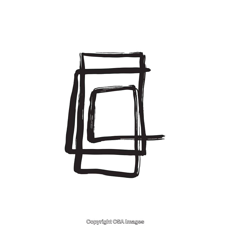Abstract Geometric Black and White Stacked Rectangles Design