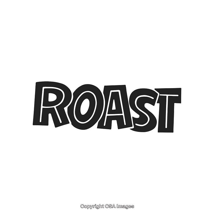 Bold Black and White Typography Displaying the Word Roast in Stylized Font