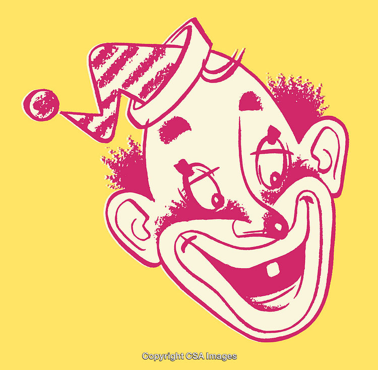 Vibrant Color Line Art Illustration of a Cheerful Clown Face