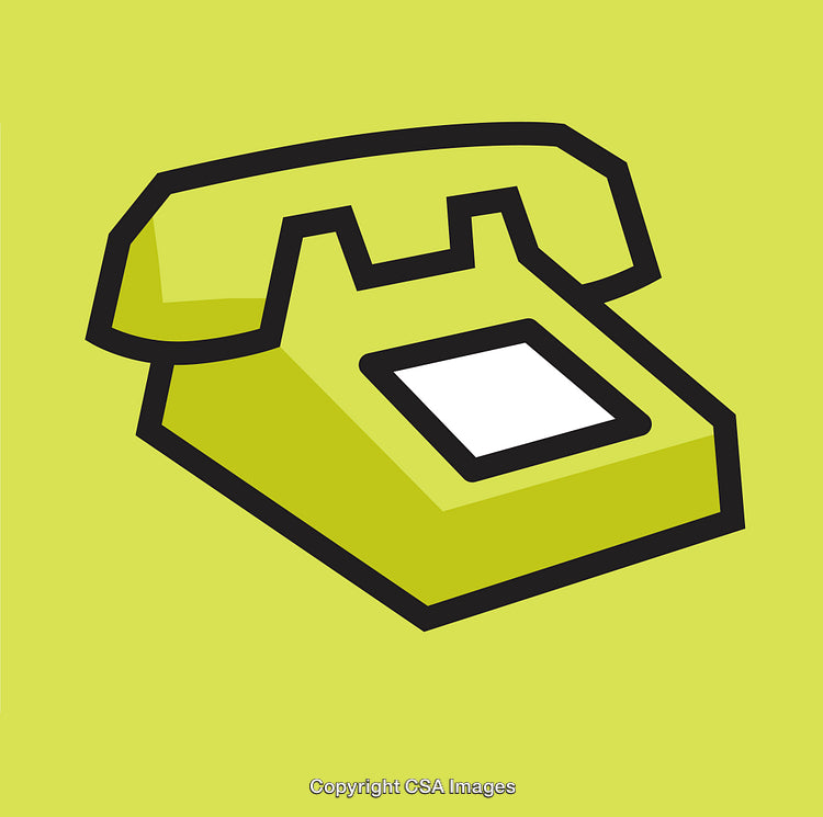 Bright Graphic Illustration of a Vintage Telephone on Yellow Background