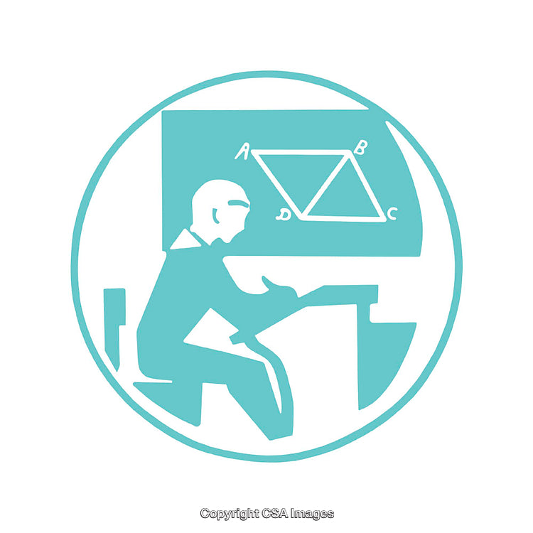 Illustration of Student Studying Math in a Classroom Environment
