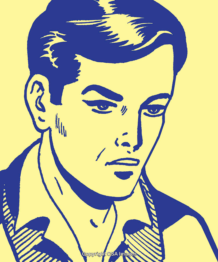 Minimalist Pop Art Illustration of a Pensive Male Portrait
