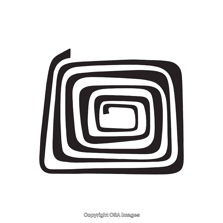Abstract Black and White Spiral Shape on a White Background