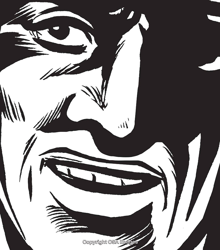 Abstract Black and White Illustration of Smiling Face Closeup