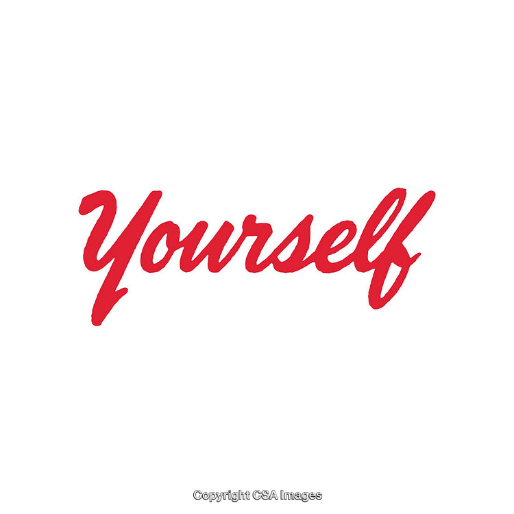 Typography Displaying 'Yourself' in a Bold Red Script Font on White Background