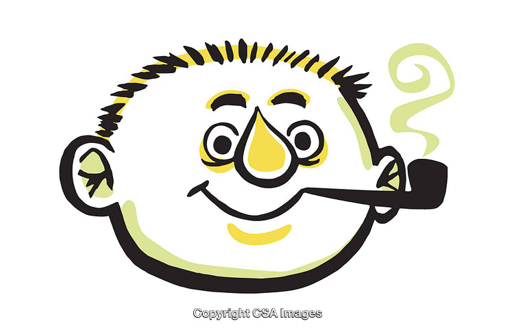 Colorful Illustration of a Smiling Face with Smoking Pipe