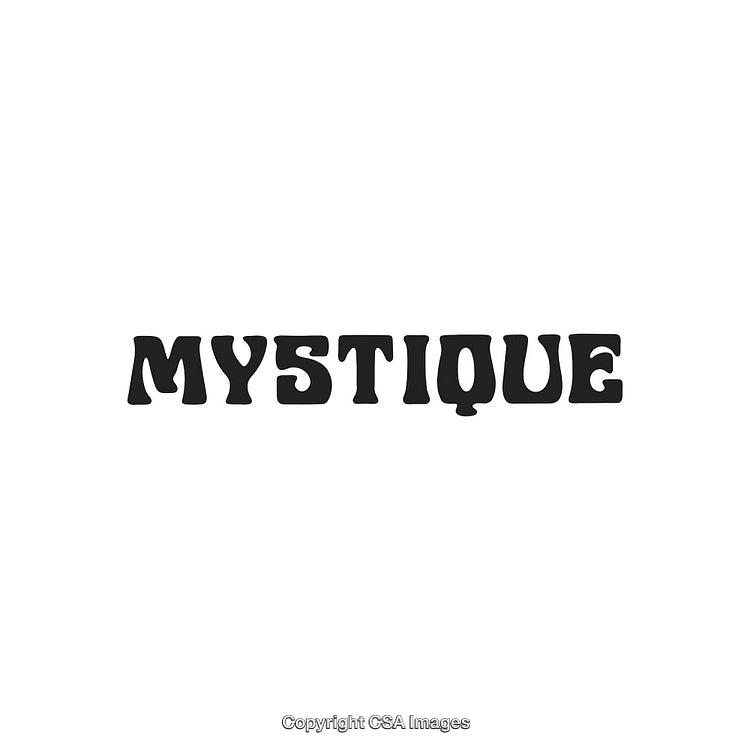 Stylish Black Typography Displaying the Word Mystique on Blank White Background