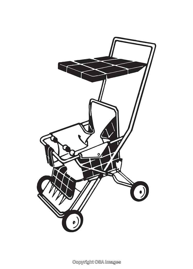 Black And White Line Art of a Modified Shopping Cart Design