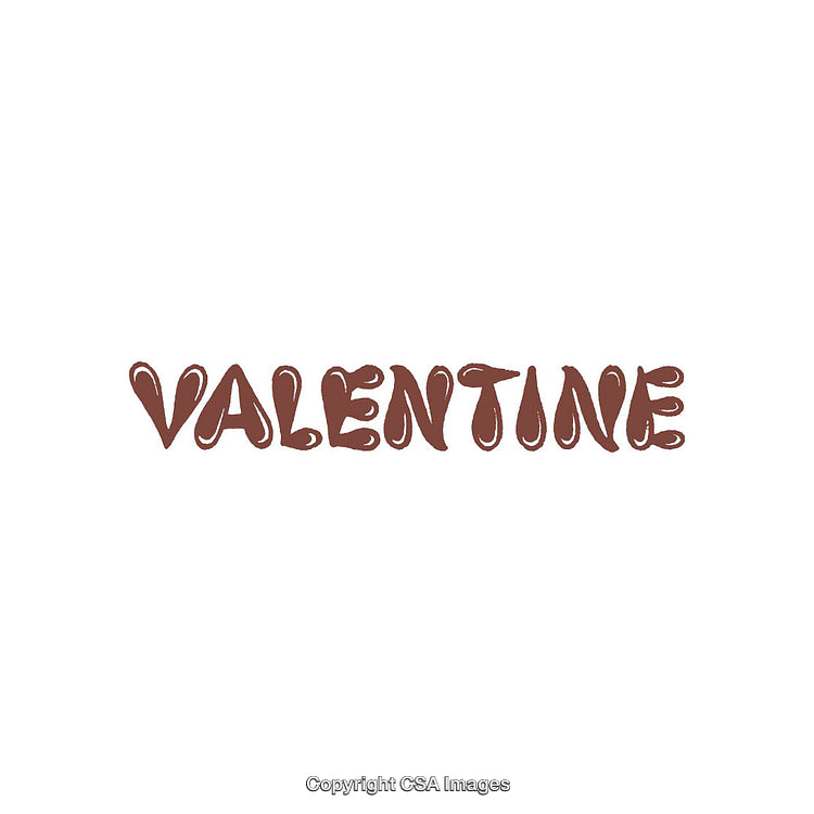 Decorative Valentine Typography with Artistic Style on White Background
