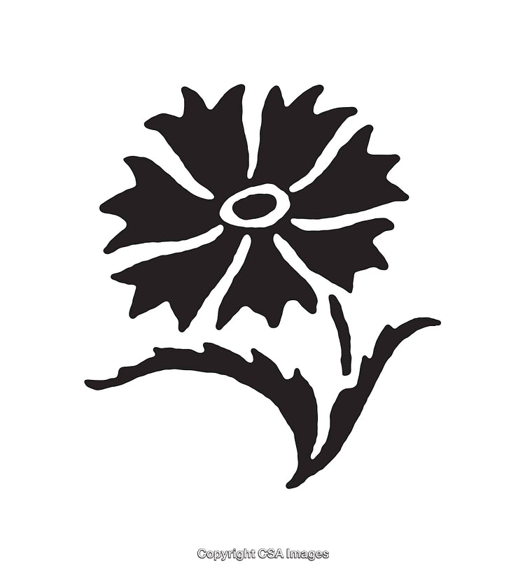Black and White Line Art Illustration of a Delicate Flower