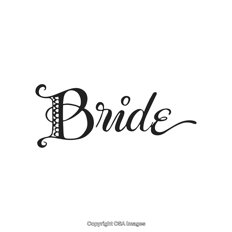 Elegant Hand Lettering Design Featuring the Word Bride on White Background