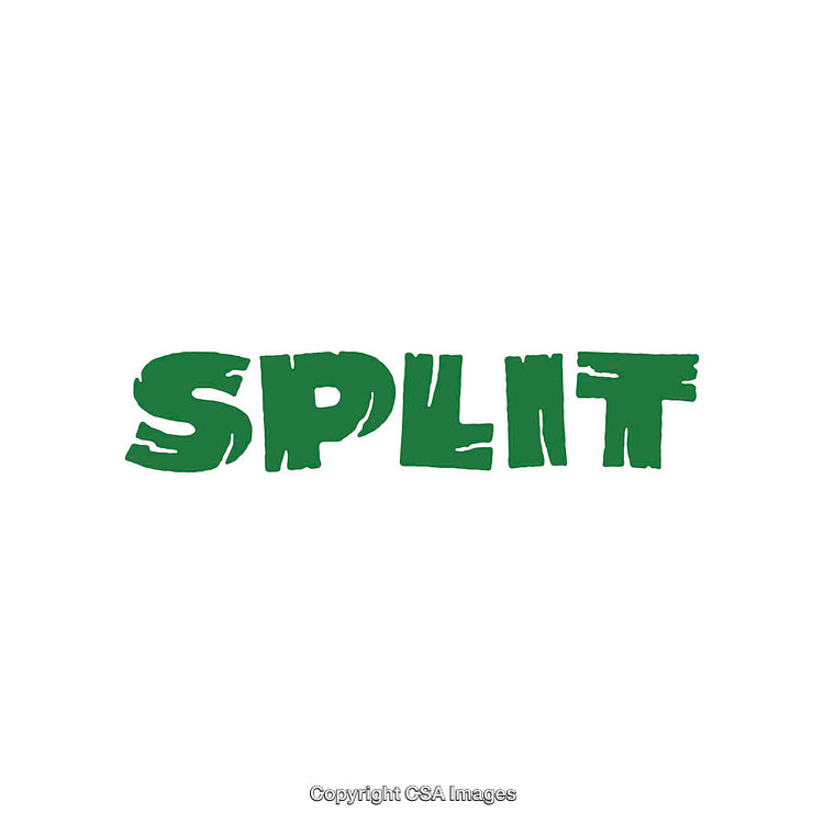 Green Split Text in a Bold and Distressed Font Style on White