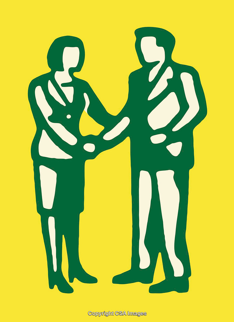 Business Partnership Representation Through Figurative Line Art Illustration