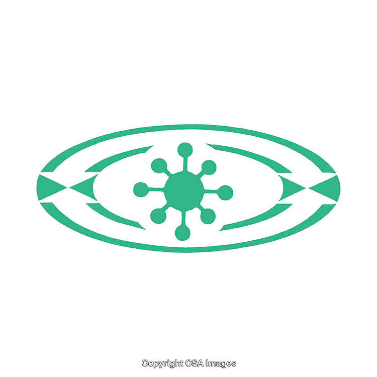 Circular Green Symbol With Radiating Nodes and Symmetrical Patterns