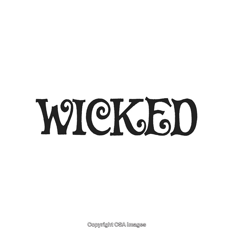 Wicked Text Art Featuring Decorative Letters on White Background