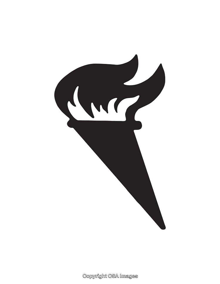 Black and White Icon Depicting a Torch with Flames