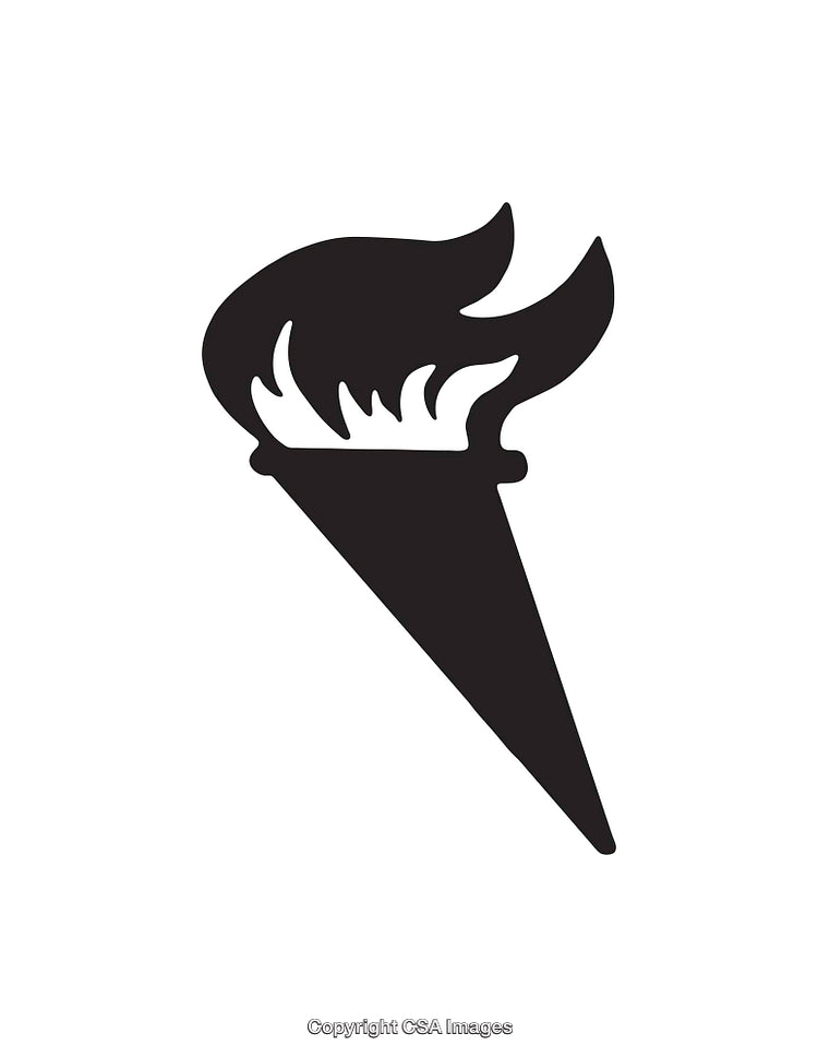 Black and White Icon Depicting a Torch with Flames