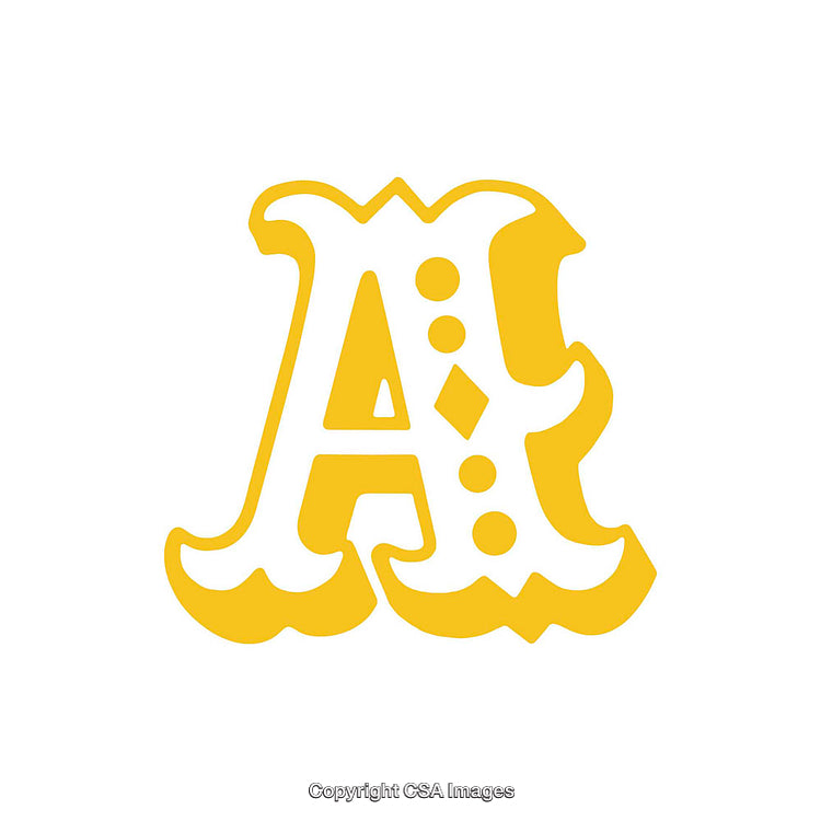 Yellow Ornate Letter A with Decorative Elements Artwork