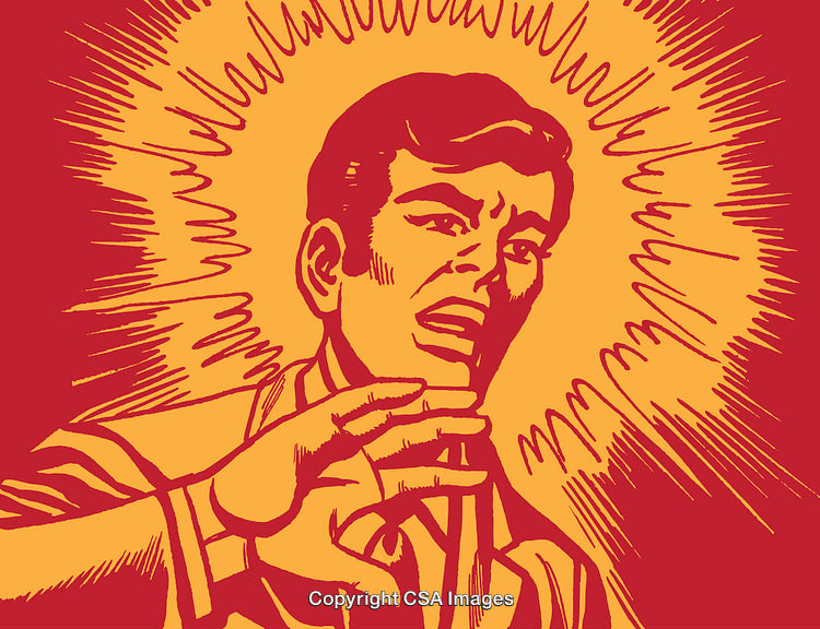 Retro Style Illustration of a Surprised Man Expressing Shock and Emotion