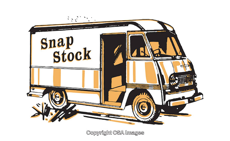 Retro Stylized Truck Illustration with Bold Text and Vibrant Design