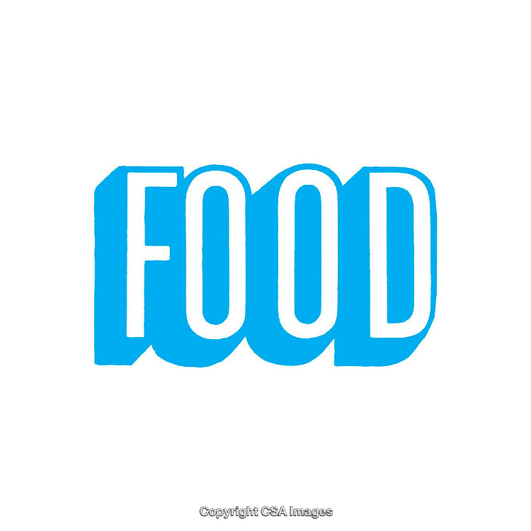 Minimalistic Blue Typography Featuring the Word 'Food'