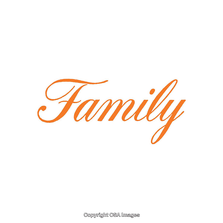 Elegant Calligraphy Art Depicting the Word 'Family' in Orange Color
