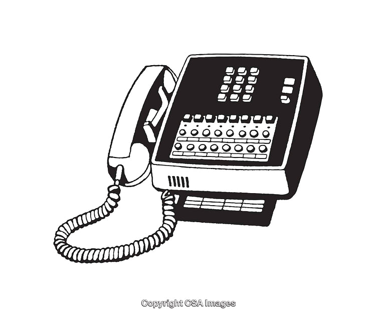 Vintage Telephone Switchboard Line Art Illustration in Black and White