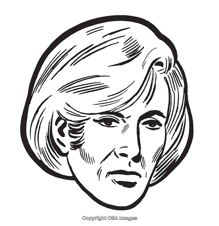 Hand-Drawn Monochrome Sketch of a Retro Styled Woman's Face