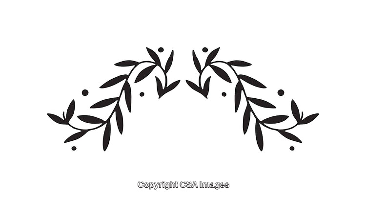 Black and White Line Art of Decorative Floral Branch Design